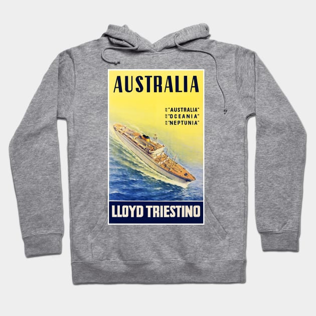 Vintage Travel Poster Australia Lloyd Triestino Hoodie by vintagetreasure